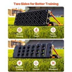 VEVOR Soccer Rebounder Board, 37.4 x 9.8 in Portable Soccer Rebound Wall, Dual Surface Sports Kick Back Trainer, 3 Adjustable Angles, Easy Setup Ball Practice Equipment for Passing & Reaction Skills