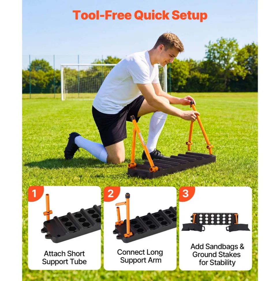 VEVOR Soccer Rebounder Board, 37.4 x 9.8 in Portable Soccer Rebound Wall, Dual Surface Sports Kick Back Trainer, 3 Adjustable Angles, Easy Setup Ball Practice Equipment for Passing & Reaction Skills