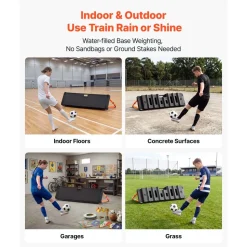 VEVOR Soccer Rebounder Board, 37.4 x 9.8 in Dual-Sided Soccer Rebound Wall, 4 Adjustable Angles, Portable Water-Fillable PE Kickback Trainer, Ground Stakes for Kids Adults, Passing & Shooting Practice