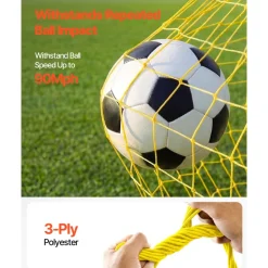 VEVOR Soccer Rebounder Net, 2-in-1 Soccer Goal Rebounder, Thickened Fiberglass Poles Iron Pipe for Team Solo Control, Passing Practice, Easy Setup Ball Training Equipment for Teens & Adults, 72