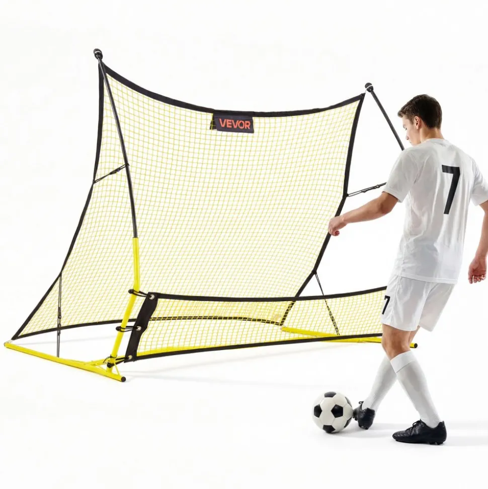VEVOR Soccer Rebounder Net, 2-in-1 Soccer Goal Rebounder, Thickened Fiberglass Poles Iron Pipe for Team Solo Control, Passing Practice, Easy Setup Ball Training Equipment for Teens & Adults, 72" x 43"