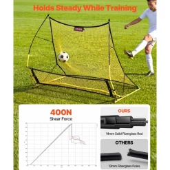 VEVOR Soccer Rebounder Net, 2-in-1 Soccer Goal Rebounder, Thickened Fiberglass Poles Iron Pipe for Team Solo Control, Passing Practice, Easy Setup Ball Training Equipment for Teens & Adults, 72
