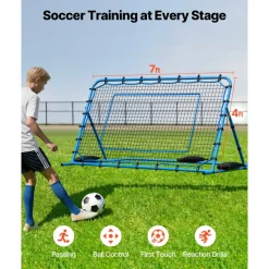 VEVOR Soccer Rebounder Net, Quick-Switch Angle Soccer Goal Rebounder for Control, Passing Practice, Heavy-Duty Iron Frame & PE Net, Easy Setup Ball Training Aids & Equipment for Teens&Adults,7 x 4 ft
