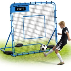 VEVOR Soccer Rebounder Net, Quick-Switch Angle Soccer Goal Rebounder for Control, Passing Practice, Heavy-Duty Iron Frame & PE Net, Easy Setup Ball Training Aids & Equipment for Teens&Adults,7 x 6 ft