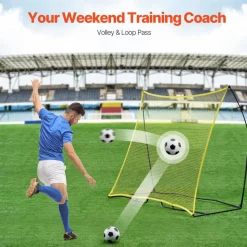 VEVOR Soccer Rebounder, Portable Soccer Trainer, 7x7FT Iron & Polyester Soccer Practice Equipment, Sports Football Rebounder Wall with Portable Bag, Perfect for Team Solo Training, Passing, Volley