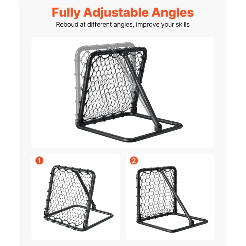 VEVOR Soccer Rebounder Rebound Net, Kick-Back 34"x34", Portable Football Training Gifts, Fully Adjustable Angles Goal Net, Aids & Equipment for Kids Teens & All Ages, Easy Set Up & Perfect Storage