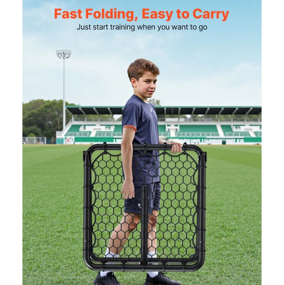 VEVOR Soccer Rebounder Rebound Net, Kick-Back 34"x34", Portable Football Training Gifts, Fully Adjustable Angles Goal Net, Aids & Equipment for Kids Teens & All Ages, Easy Set Up & Perfect Storage