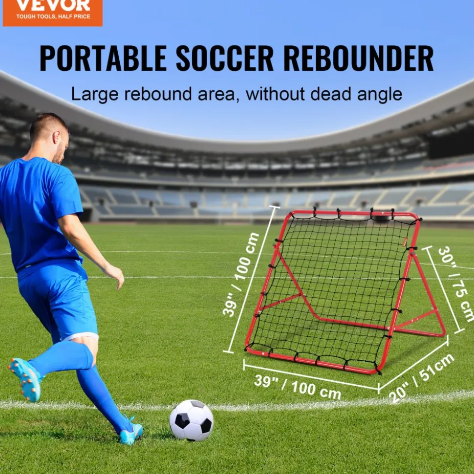 VEVOR Soccer Rebounder Rebound Net, Kick-Back 39"x39", Portable Football Training Gifts, Aids & Equipment for Kids Teens & All Ages, Easy Set Up & Perfect Storage