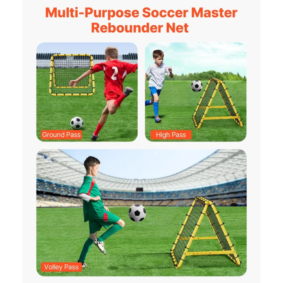 VEVOR Soccer Rebounder Rebound Net, 40"x35"x37" Portable Football Training Gifts, Fully Adjustable Angles Goal Net, Aids & Equipment for Kids Teens & All Ages, Easy Set Up & Perfect Storage