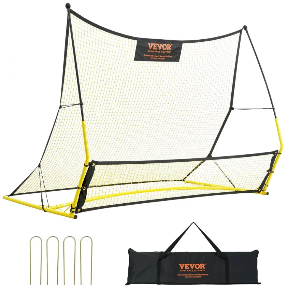 VEVOR Soccer Trainer, 2-IN-1 Portable Soccer Rebounder Net, 71"x40" Iron Soccer Practice Equipment, Sports Football Rebounder Wall with Portable Bag, Perfect for Team Solo Training, Passing, Volley