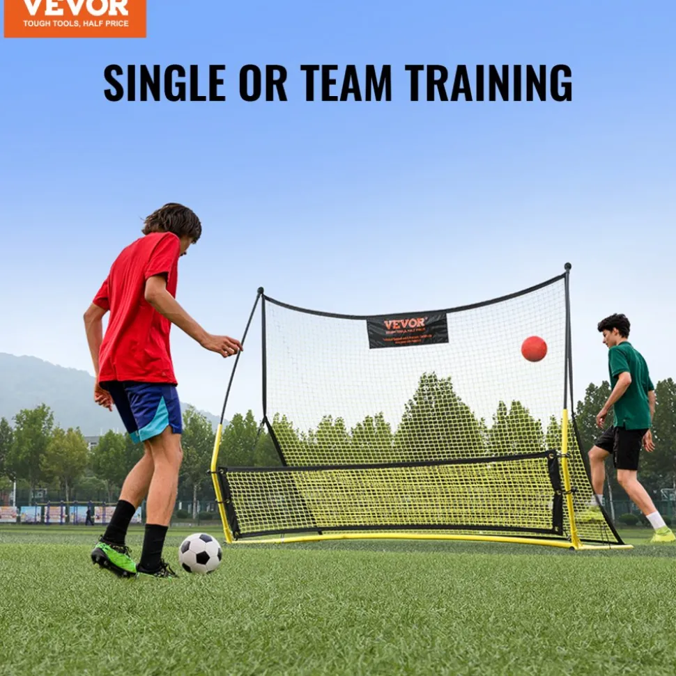VEVOR Soccer Trainer, 2-IN-1 Portable Soccer Rebounder Net, 71"x40" Iron Soccer Practice Equipment, Sports Football Rebounder Wall with Portable Bag, Perfect for Team Solo Training, Passing, Volley