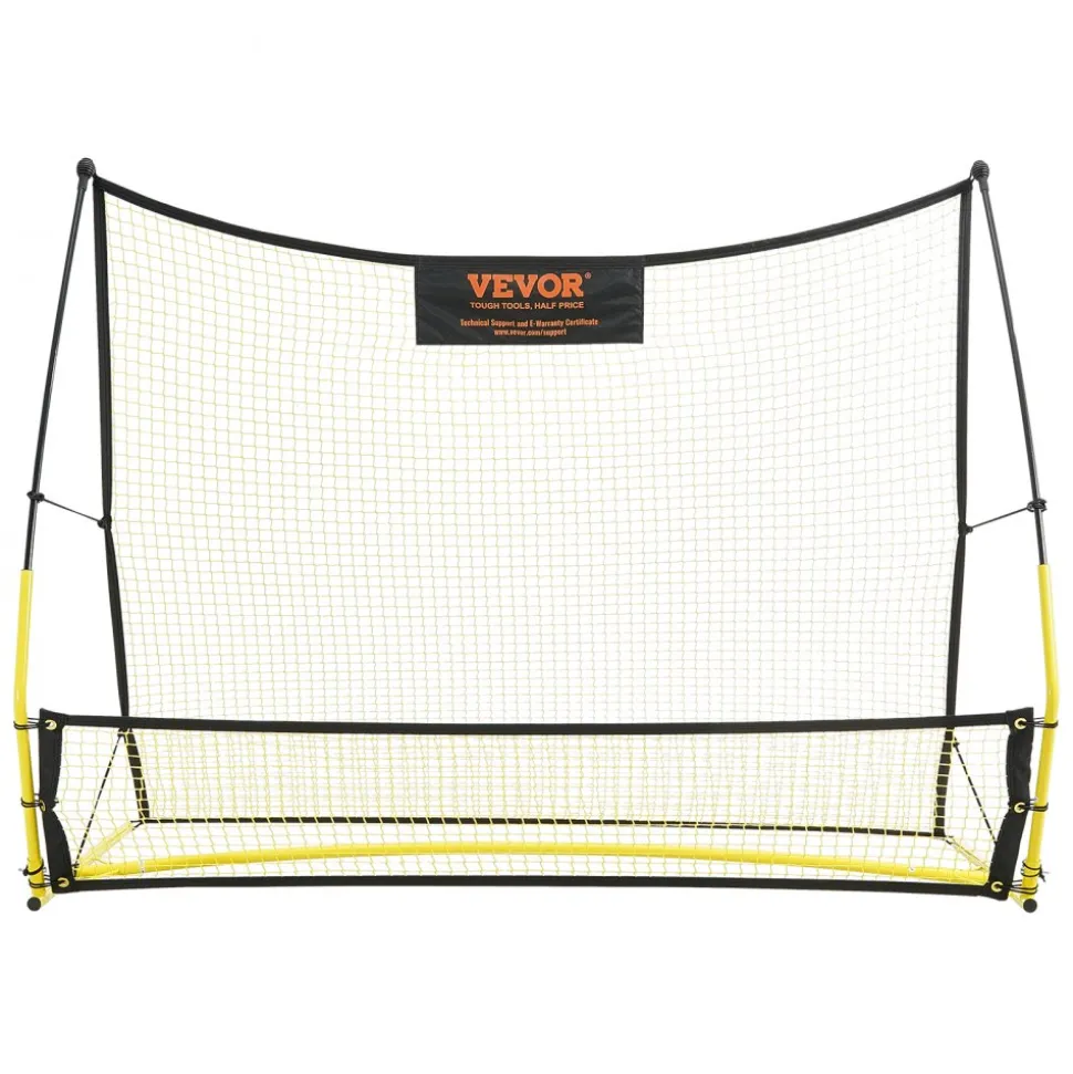 VEVOR Soccer Trainer, 2-IN-1 Portable Soccer Rebounder Net, 71"x40" Iron Soccer Practice Equipment, Sports Football Rebounder Wall with Portable Bag, Perfect for Team Solo Training, Passing, Volley