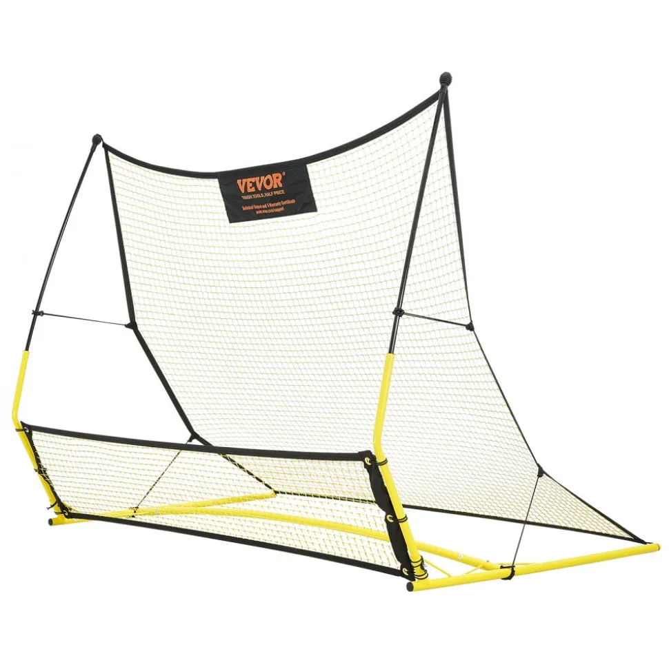 VEVOR Soccer Trainer, 2-IN-1 Portable Soccer Rebounder Net, 71"x40" Iron Soccer Practice Equipment, Sports Football Rebounder Wall with Portable Bag, Perfect for Team Solo Training, Passing, Volley