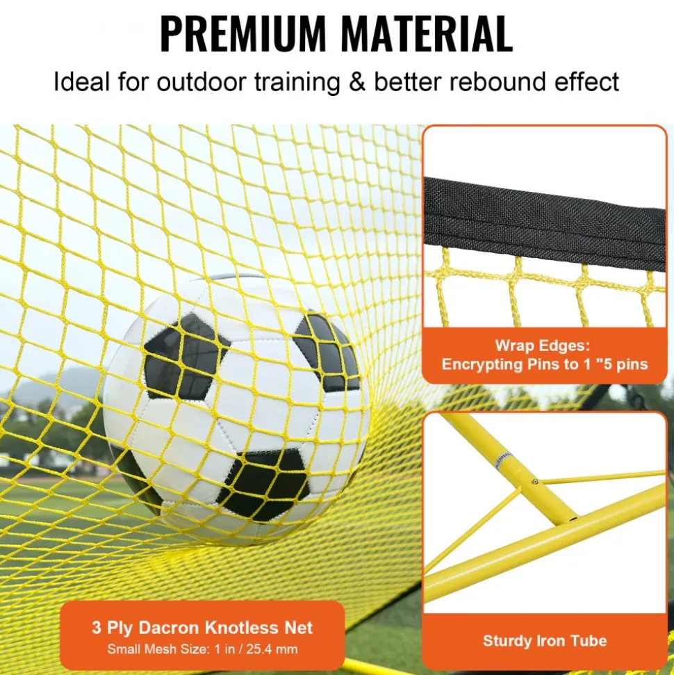 VEVOR Soccer Trainer, 2-IN-1 Portable Soccer Rebounder Net, 71"x40" Iron Soccer Practice Equipment, Sports Football Rebounder Wall with Portable Bag, Perfect for Team Solo Training, Passing, Volley
