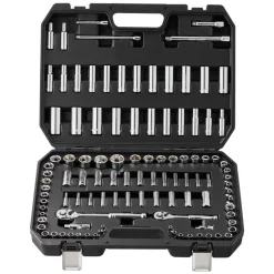 VEVOR Socket Set, 1/4" and 3/8" Drive Socket and Ratchet Set, 6-Point Socket Opening, 106 Pcs Tool Set SAE and Metric, Deep and Standard Sockets, 5/32-1 in, 5-19 mm, with Accessories, Storage Case