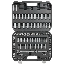 VEVOR Socket Set, 1/4" and 3/8" Drive Socket and Ratchet Set, 6-Point Socket Opening, 106 Pcs Tool Set SAE and Metric, Deep and Standard Sockets, 5/32-1 in, 5-19 mm, with Accessories, Storage Case