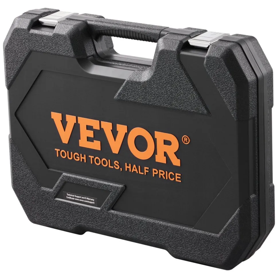 VEVOR Socket Set, 1/4" and 3/8" Drive Socket and Ratchet Set, 6-Point Socket Opening, 106 Pcs Tool Set SAE and Metric, Deep and Standard Sockets, 5/32-1 in, 5-19 mm, with Accessories, Storage Case