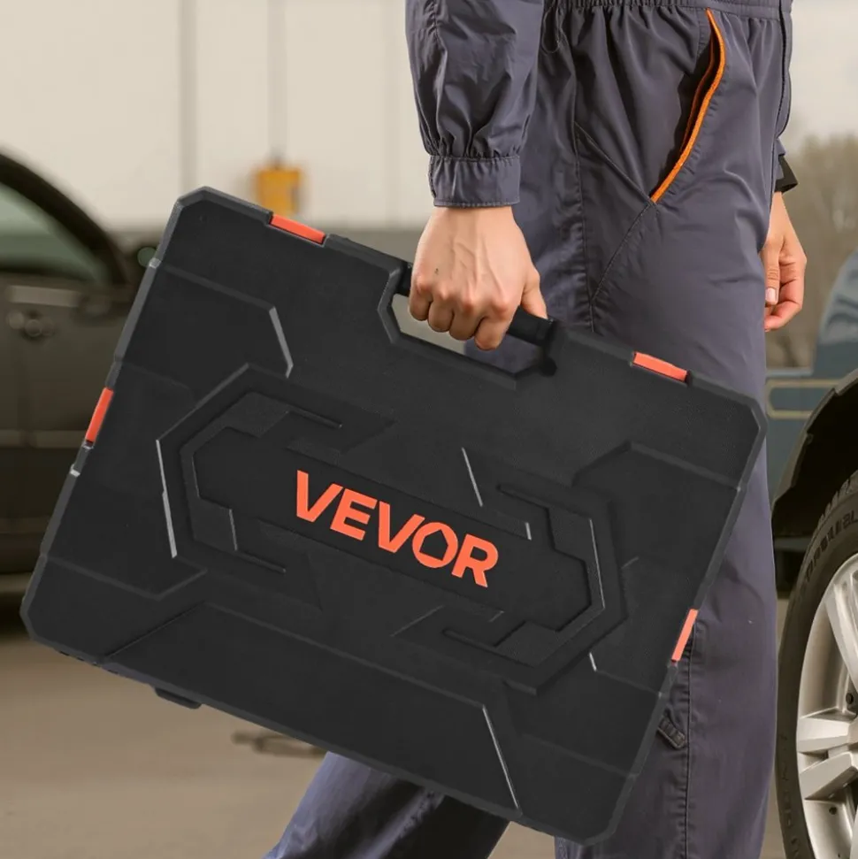 VEVOR Socket Set, 163 Pieces, 3/8 & 1/4 & 1/2 inch Drive Socket Tool Set, SAE and Metric, Deep and Standard, Mechanic Tool Kit with Storage Case, Chrome Plated CR-V Alloy Steel, for Automotive Repair