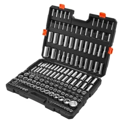 VEVOR Socket Set, 163 Pieces, 3/8 & 1/4 & 1/2 inch Drive Socket Tool Set, SAE and Metric, Deep and Standard, Mechanic Tool Kit with Storage Case, Chrome Plated CR-V Alloy Steel, for Automotive Repair