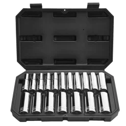VEVOR Socket Set, 18 Pieces, 1/2 inch Drive Socket Tool Set, Metric Size from 10 to 27 mm, Mechanic Tool Kit with Storage Case, Clear Markings, Chrome Plated CR-V Alloy Steel, for Automotive Repair