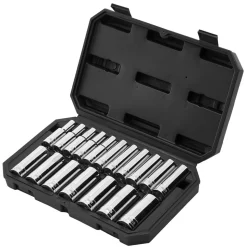 VEVOR Socket Set, 18 Pieces, 1/2 inch Drive Socket Tool Set, Metric Size from 10 to 27 mm, Mechanic Tool Kit with Storage Case, Clear Markings, Chrome Plated CR-V Alloy Steel, for Automotive Repair