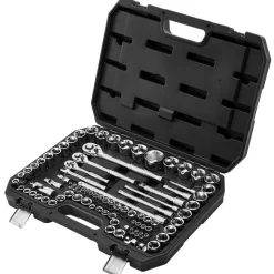 VEVOR Socket Set, 86 Pieces, 3/8 & 1/4 & 1/2 inch Drive Socket and Ratchet Set, SAE and Metric, Mechanic Tool Kit with Ratchet Wrench, Accessories and Storage Case, CR-V Alloy Steel, for Auto Repair