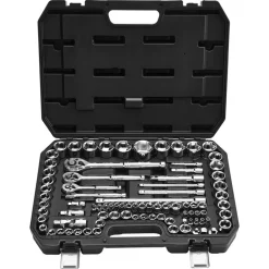 VEVOR Socket Set, 86 Pieces, 3/8 & 1/4 & 1/2 inch Drive Socket and Ratchet Set, SAE and Metric, Mechanic Tool Kit with Ratchet Wrench, Accessories and Storage Case, CR-V Alloy Steel, for Auto Repair