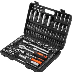 VEVOR Socket Set, 108 Pieces, 1/4 & 1/2 inch Drive Socket and Ratchet Set, Metric Size from 4 to 32 mm, Mechanic Tool Kit with Bits, Accessories, Storage Case, CR-V Alloy Steel, for Automotive Repair