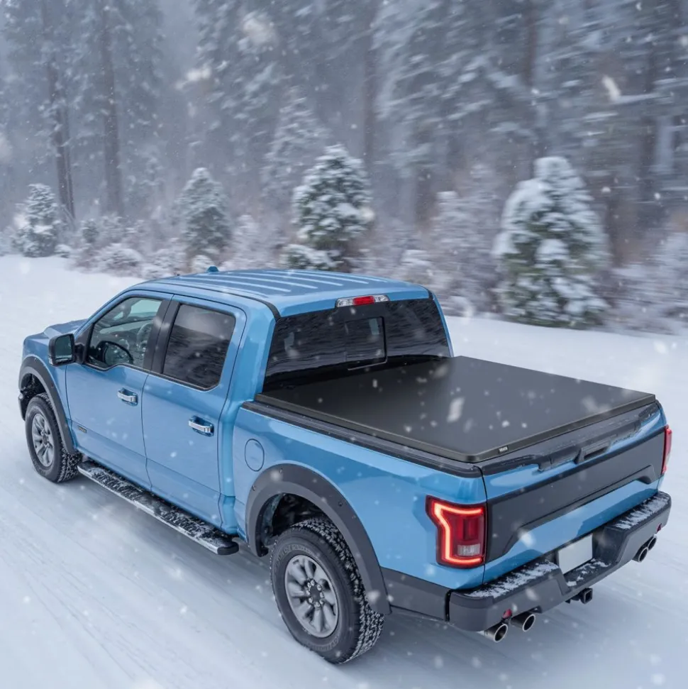 VEVOR Soft Roll-Up Truck Bed Tonneau Cover, Compatible with 2015-2026 Ford F-150, Fits 5.6 ft (5 ft 7 in/67 in) Bed, Triple-Layer Heavy-Duty PVC Tonneau Cover with Three Aluminum Alloy Support Bars