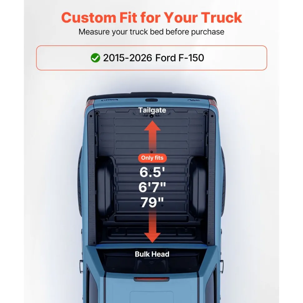 VEVOR Soft Roll-Up Truck Bed Tonneau Cover, Compatible with 2019-2026 Ram 1500 New Body, Fits 5.7 ft (5 ft 7 in/67 in) Bed Without Rambox or Split Tailgate, PVC Tonneau Cover with Aluminum Alloy Bars
