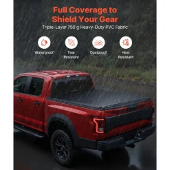 VEVOR Soft Roll-Up Truck Bed Tonneau Cover, Compatible with 2015-2026 Chevy Colorado/GMC Canyon CREW SHOR, Fits 5.2 ft (5 ft 2 in/62 in) Bed, PVC Tonneau Cover with Three Aluminum Alloy Support Bars