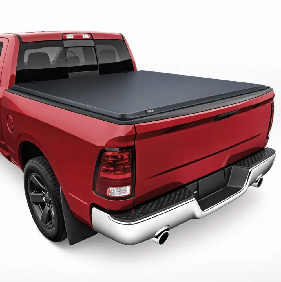 VEVOR Soft Roll-Up Truck Bed Tonneau Cover, Compatible with 2019-2024 Dodge Ram 1500 Classic, 2003-2025 Ram 2500 3500, Fits 6.4 ft (6 ft 4 in/76 in) Bed, PVC Tonneau Cover with Aluminum Alloy Bars