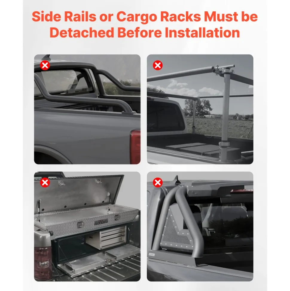 VEVOR Soft Roll-Up Truck Bed Tonneau Cover, Compatible with 2020-2026 Chevy Silverado/GMC Sierra 2500 3500 HD, Fits 6.9 ft (6 ft 10 in/82 in) Bed, PVC Tonneau Cover with Aluminum Alloy Support Bars