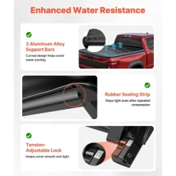 VEVOR Soft Roll-Up Truck Bed Tonneau Cover, Compatible with 2020-2026 Chevy Silverado/GMC Sierra 2500 3500 HD, Fits 6.9 ft (6 ft 10 in/82 in) Bed, PVC Tonneau Cover with Aluminum Alloy Support Bars