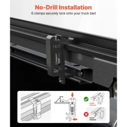 VEVOR Soft Roll-Up Truck Bed Tonneau Cover, Compatible with 2024-2026 Toyota Tacoma (Excl. Trail Edition) with Deck Rail System, Fits 5 ft (60 in) Bed, PVC Tonneau Cover with Three Aluminum Alloy Bars