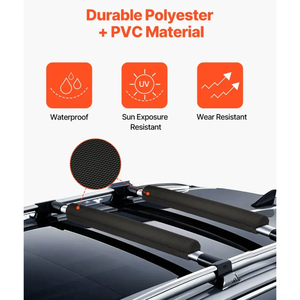 VEVOR Soft Roof Rack Pads, 28" Universal Car Roof Rack Pads for Various Crossbars, 88LBS Load Capacity Luggage Kayak Carrier with 2 Tie Down Straps for SUPs Canoes Snowboards Paddle Boards