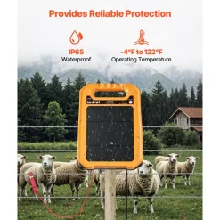 VEVOR Solar Fence Charger, 0.3J 8 kV Solar Powered Fence Charger, 1.86 Miles Range, Weather-Resistant Electric Fence Energizer Kit, 7 Days Runtime, for Livestock, Poultry, Garden Protection