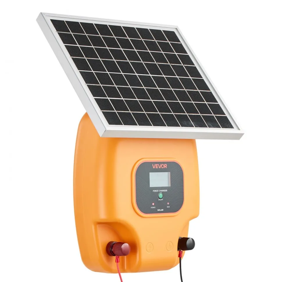 VEVOR Solar Fence Charger, 0.6J 8kV Solar Powered Fence Charger, 1.86 Miles Range, Electric Fence Energizer Kit, Keep Out Predators, 4-5 Days Runtime, for Livestock, Poultry, Garden Protection