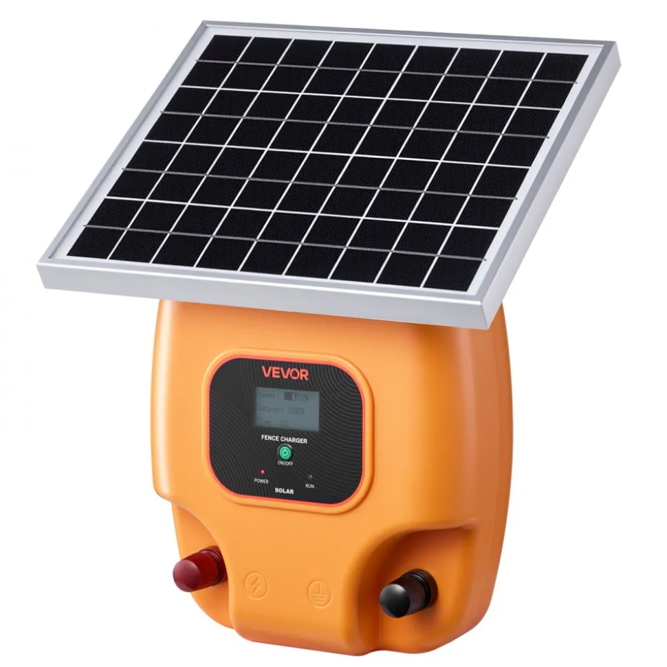 VEVOR Solar Fence Charger, 0.6J 8kV Solar Powered Fence Charger, 1.86 Miles Range, Electric Fence Energizer Kit, Keep Out Predators, 4-5 Days Runtime, for Livestock, Poultry, Garden Protection