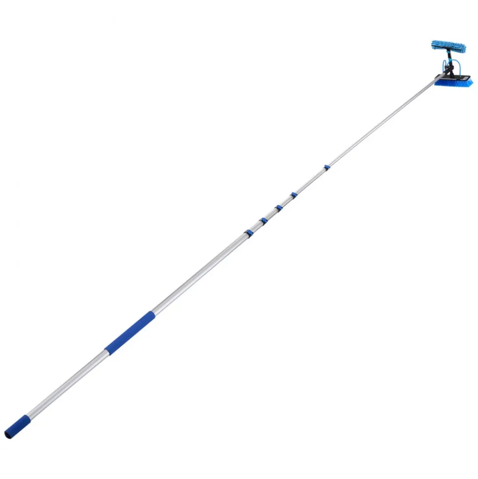 VEVOR Solar Panel Cleaning Kit, 15 ft, Water Fed Pole Kit with Cleaning Brush, Squeegee, Soap Dispenser, Extendable Aluminum Telescopic Pole, 180° Rotatable Brush Head, for Roof Mounted Solar Panels