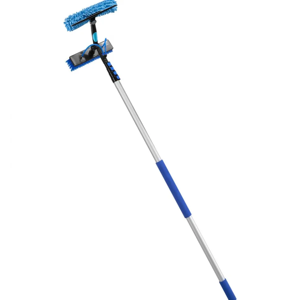 VEVOR Solar Panel Cleaning Kit, 26 ft, Water Fed Pole Kit with Cleaning Brush, Soap Dispenser, Extendable Aluminum Telescopic Pole, 180° Rotatable Brush Head, for Roof Mounted Solar Panels, Windows