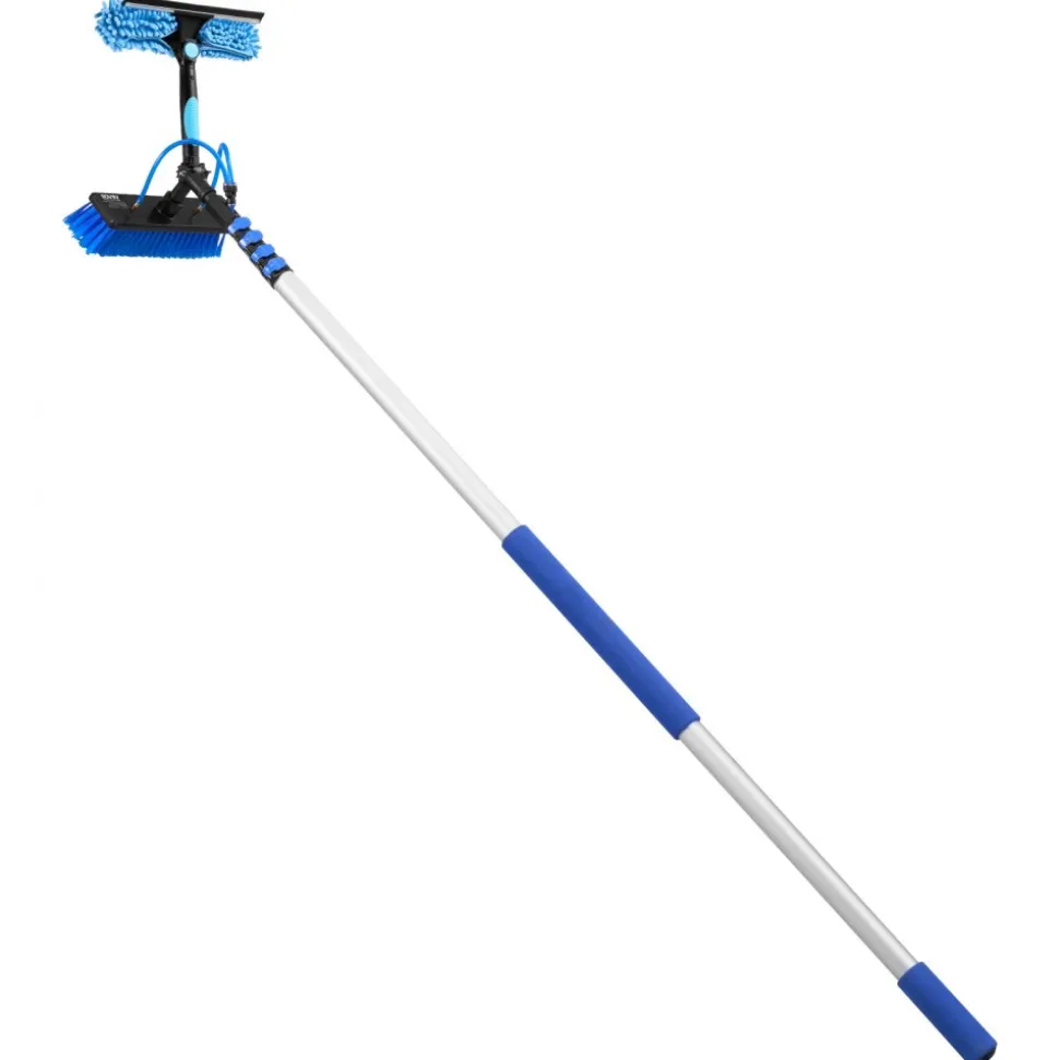VEVOR Solar Panel Cleaning Kit, 26 ft, Water Fed Pole Kit with Cleaning Brush, Soap Dispenser, Extendable Aluminum Telescopic Pole, 180° Rotatable Brush Head, for Roof Mounted Solar Panels, Windows