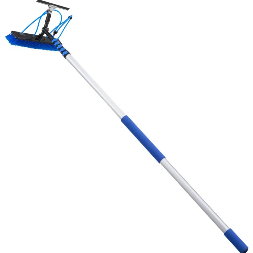 VEVOR Solar Panel Cleaning Kit, 33 ft, Water Fed Pole Kit with Cleaning Brush, Squeegee, Soap Dispenser, Extendable Aluminum Telescopic Pole, 180° Rotatable Brush Head, for Roof Mounted Solar Panels