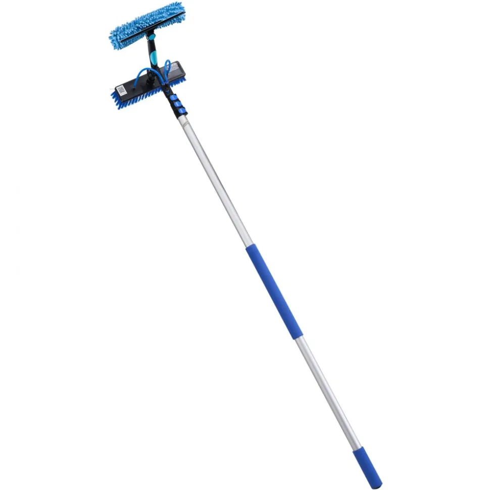 VEVOR Solar Panel Cleaning Kit, 20 ft, Water Fed Pole Kit with Cleaning Brush, Soap Dispenser, Extendable Aluminum Telescopic Pole, 180° Rotatable Brush Head, for Roof Mounted Solar Panels, Windows