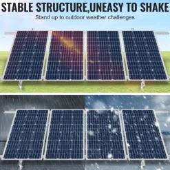 VEVOR Solar Panel Mounting Brackets, 30°-60° Adjustable Multi-Pieces Solar Panel Brackets for 1-4PCS Solar Panels, Carbon Steel Ground Mount Solar Panel Stand for Farms, RVs, Boats, Off-Grid System