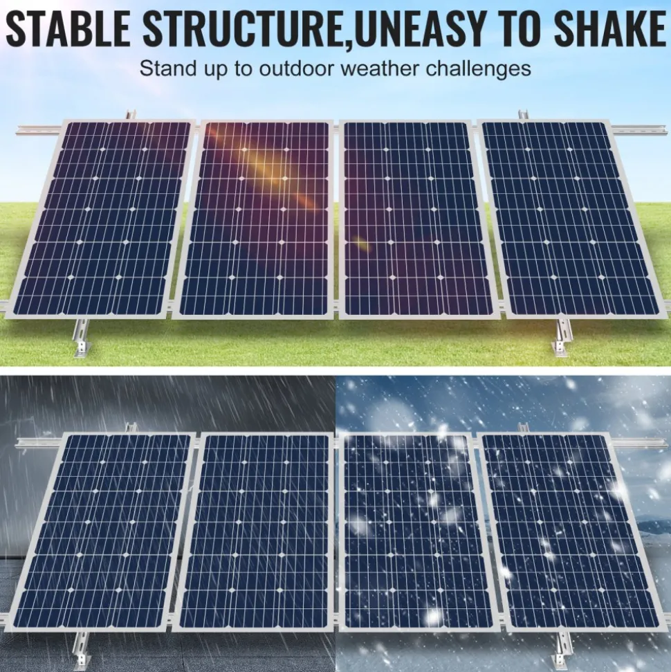 VEVOR Solar Panel Mounting Brackets, 30°-60° Adjustable Multi-Pieces Solar Panel Brackets for 1-4PCS Solar Panels, Carbon Steel Ground Mount Solar Panel Stand for Farms, RVs, Boats, Off-Grid System