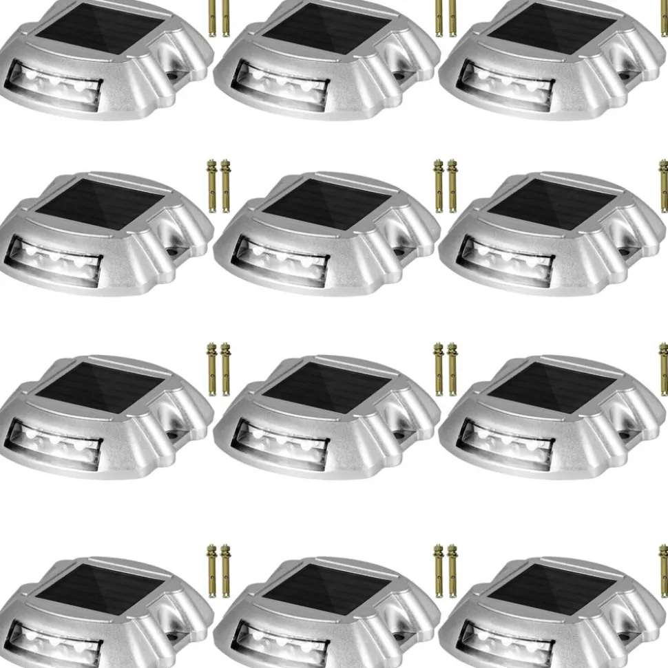 VEVOR Solar Pathway Lights, 12-Pack, White, Includes Screws, Weatherproof Outdoor Deck Lights, 6 LED, Ideal for Garden Paths, Walkways, Driveways & Steps