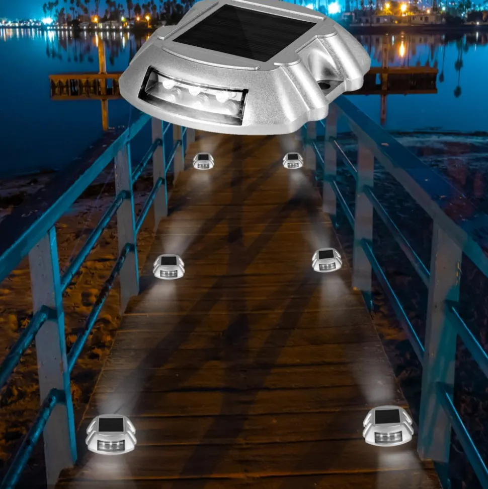 VEVOR Solar Pathway Lights, 12-Pack, White, Includes Screws, Weatherproof Outdoor Deck Lights, 6 LED, Ideal for Garden Paths, Walkways, Driveways & Steps