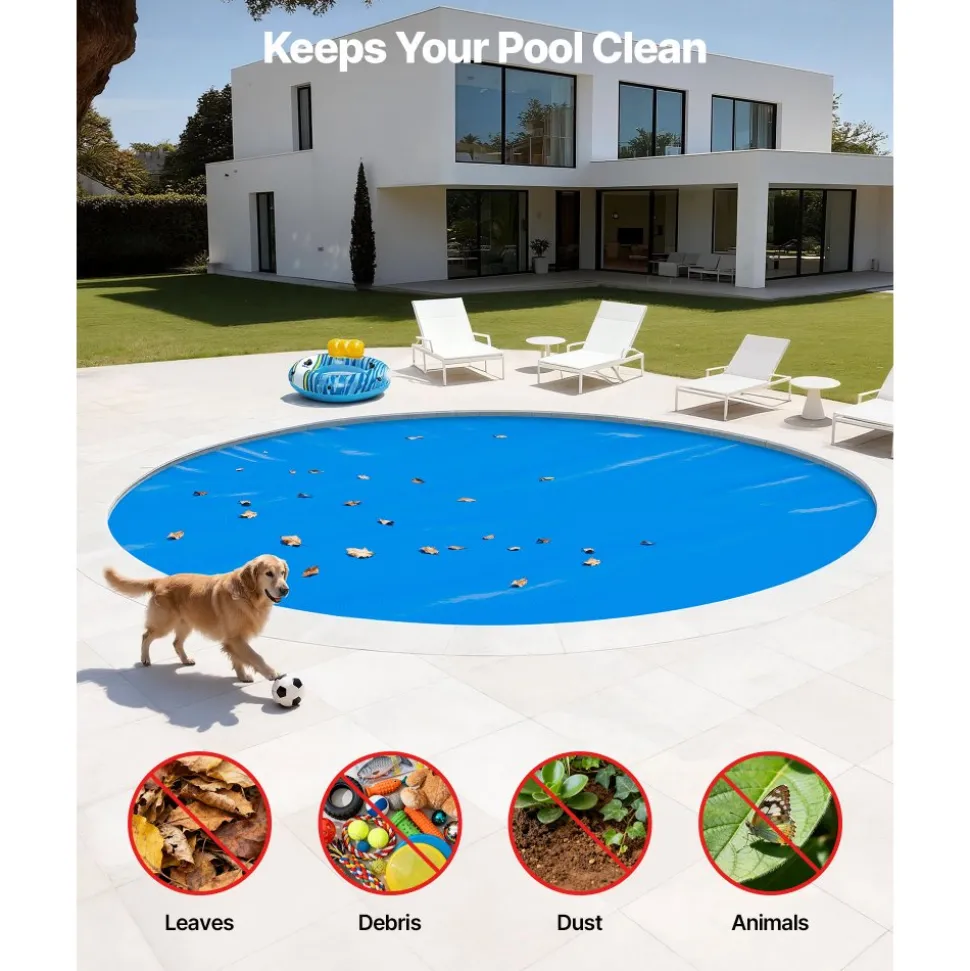 VEVOR Solar Pool Cover, 18 ft Round Pool Bubble Cover, 16 Mil Pools Solar Blanket with Bubble & PE Material, Daytime Heat Absorption, Nighttime Heat Retention, Heat Retaining Solars Covers, Blue