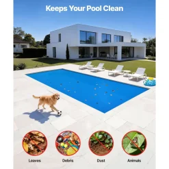 VEVOR Solar Pool Cover, 36 x 16 ft Rectangle Pool Bubble Cover, 12 Mil Pools Solar Blanket with Bubble & PE Material, Daytime Heat Absorption, Nighttime Heat Retention, Heat Retaining Solars Covers, Blue